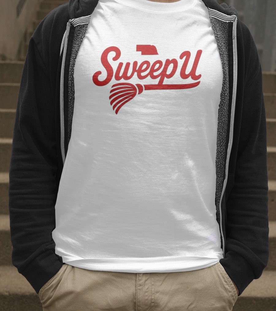 Sweep U Nebraska Cornhuskers Volleyball Broom Logo T-Shirt