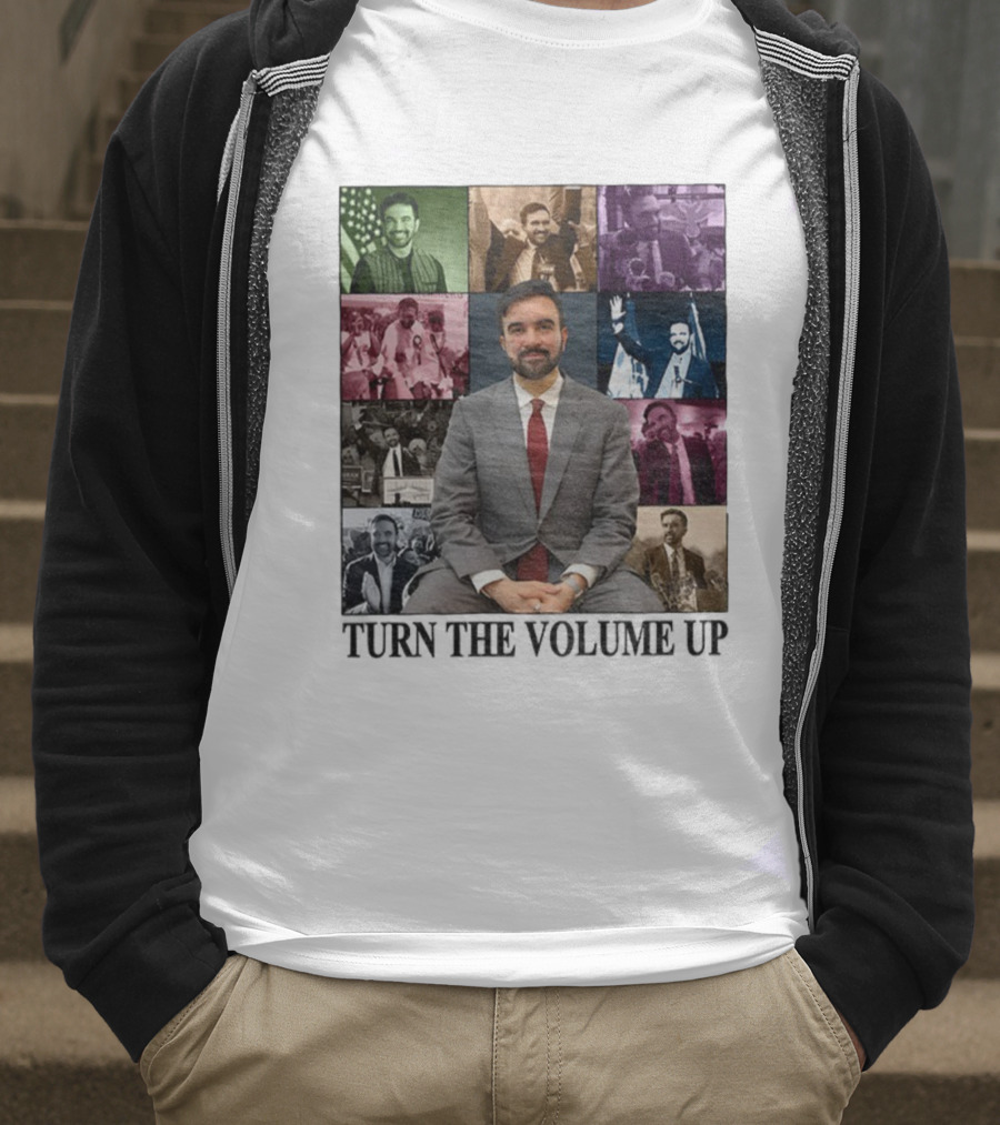 Zohran Mamdani Turn The Volume Up NYC 2026 The Eras Tour Vintage Portrait Collection T-Shirt