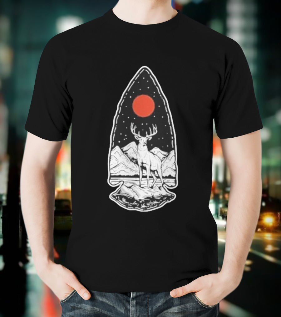 Black Rifle Coffee Deer Arrowhead Mountains And Night Sky T-Shirt