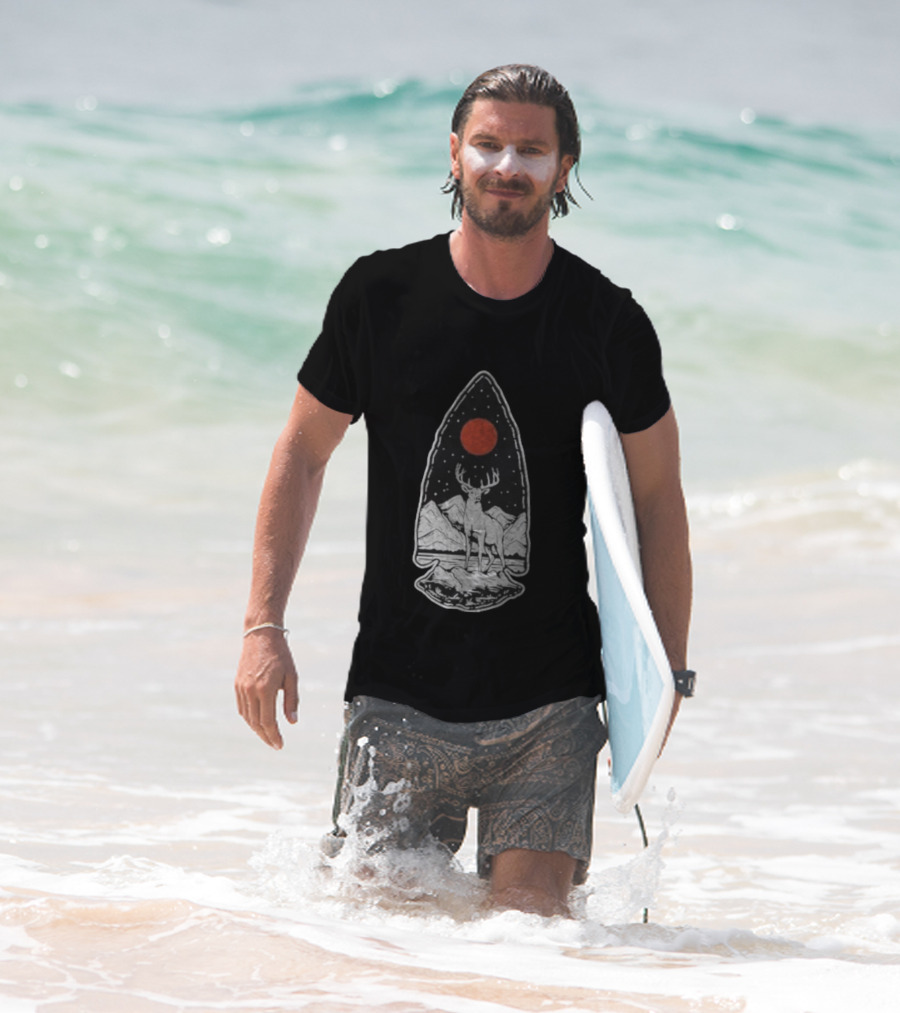 Black Rifle Coffee Deer Arrowhead Mountains And Night Sky T-Shirt