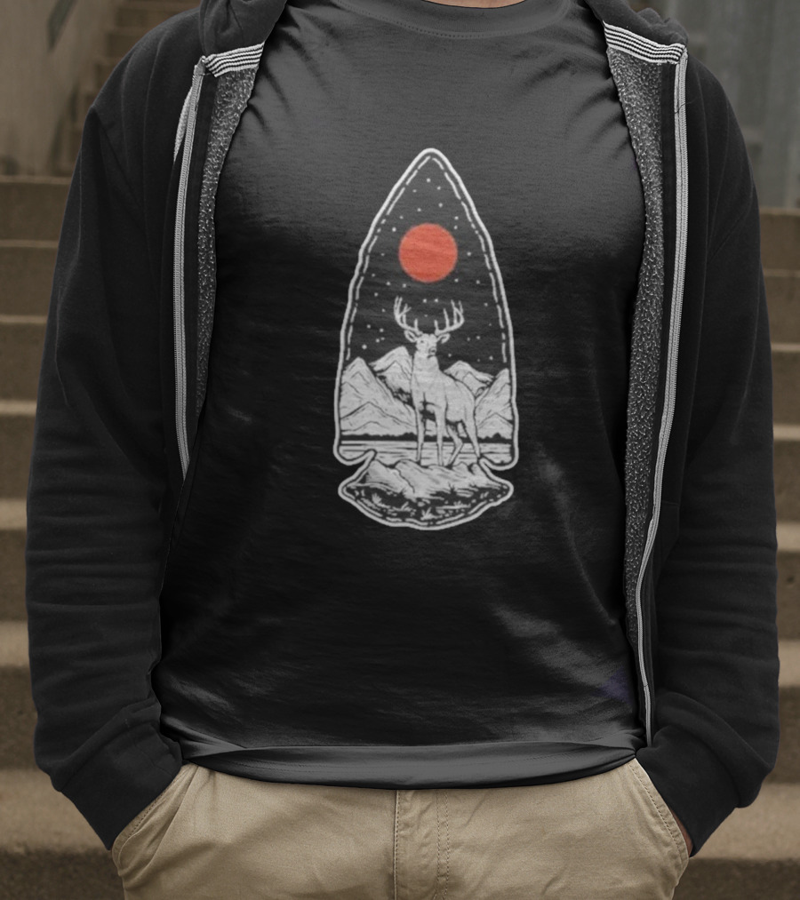 Black Rifle Coffee Deer Arrowhead Mountains And Night Sky T-Shirt