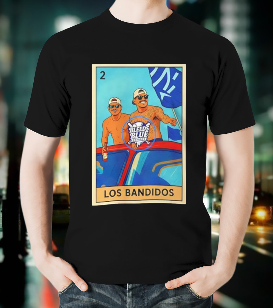 Dodgers Los Bandidos Loteria Card Bleeds Blue Designs T-Shirt
