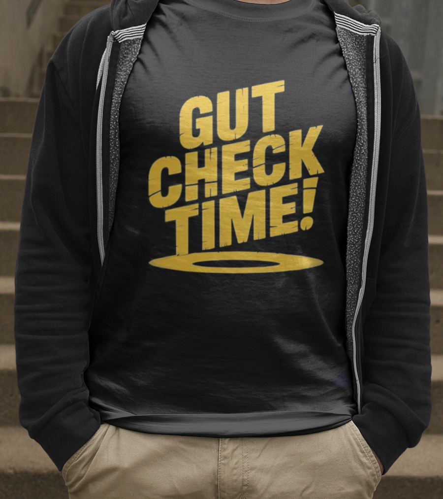 Mike Mondo Gut Check Time Bold Yellow Text Motivation T-Shirt