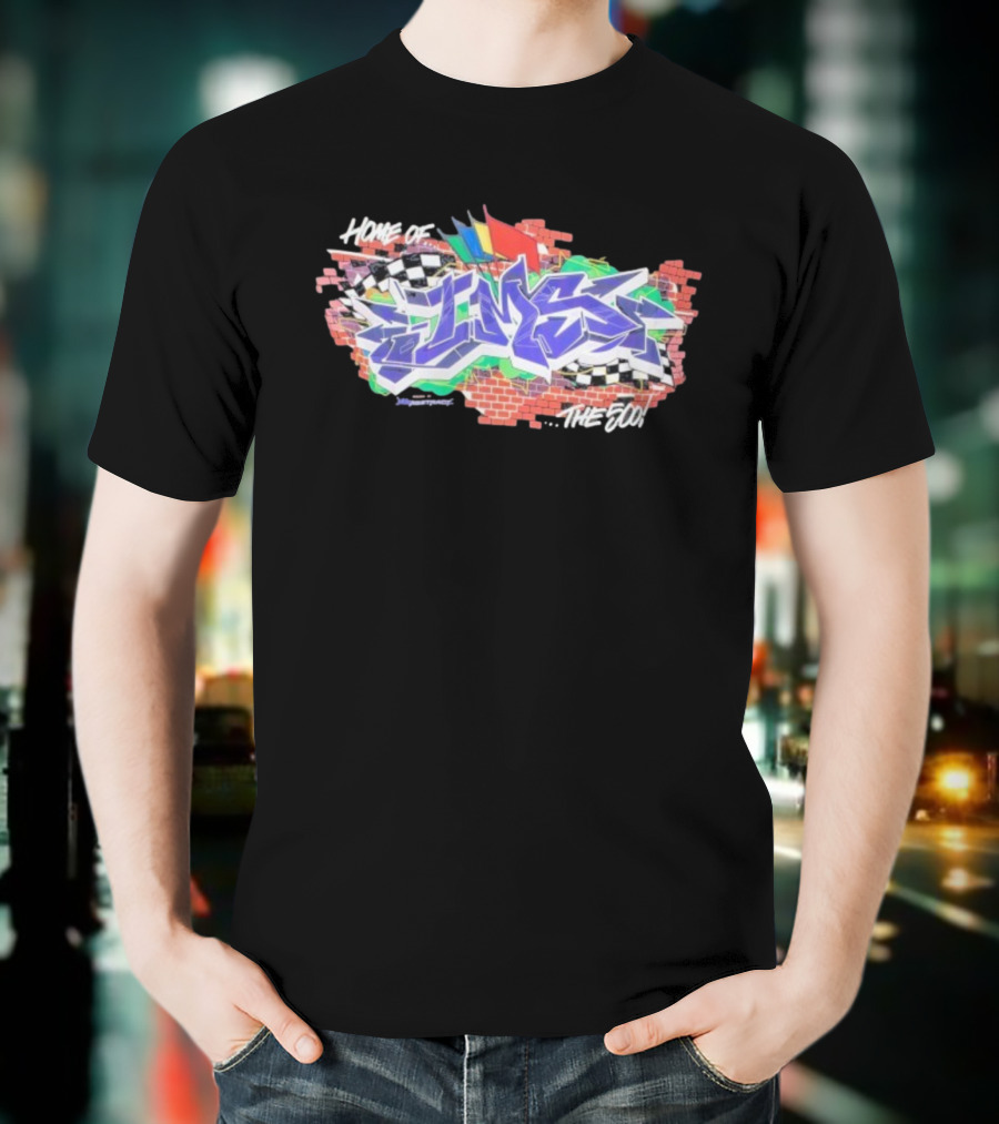Home Of IMS The 500 Graffiti Checkered Flags Racing Indianapolis Motor Speedway T-Shirt