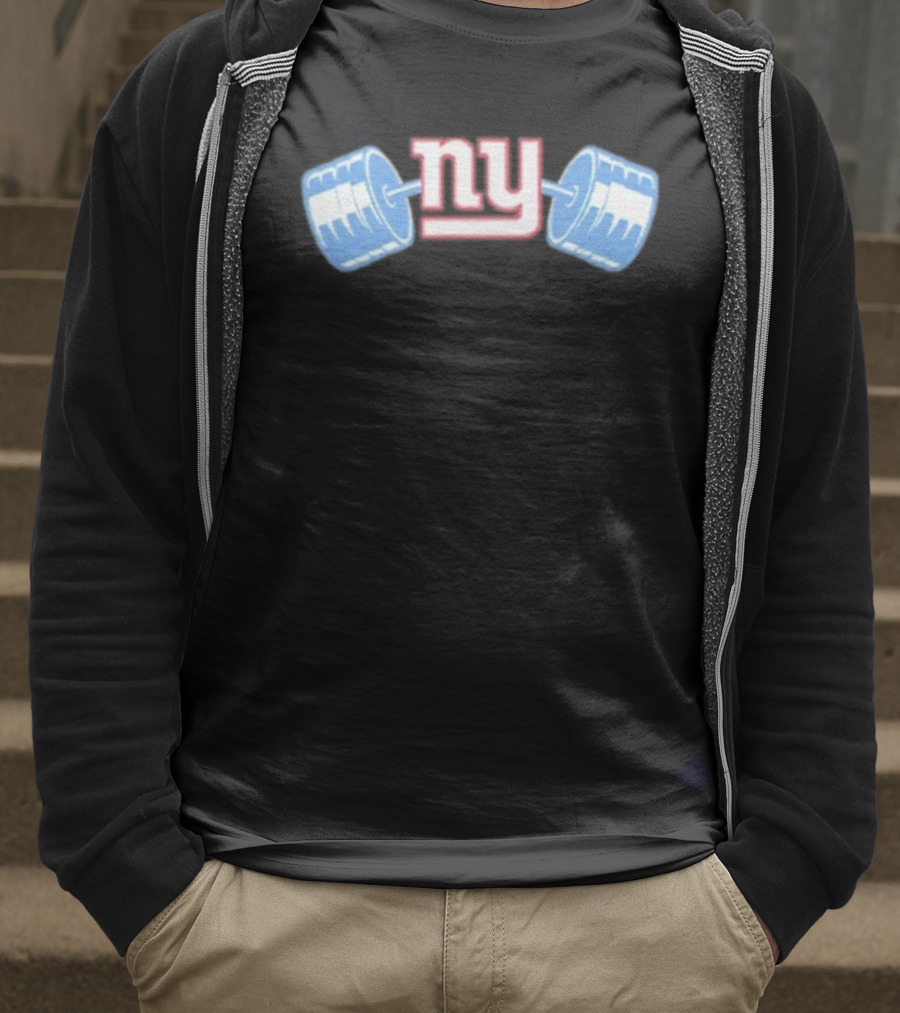 Daniel Jones New York Giants NY Barbell Icon T-Shirt