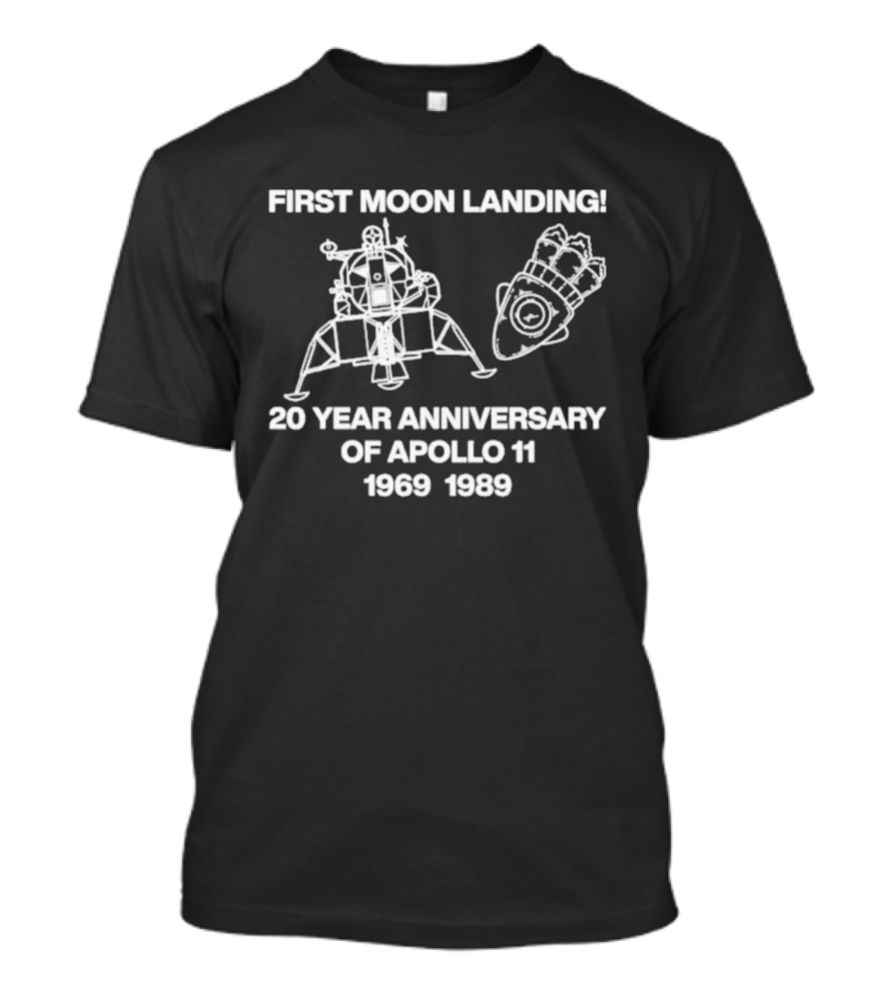 First Moon Landing 20 Year Anniversary Of Apollo 11 1969 1989 Lunar Module Design T-Shirt