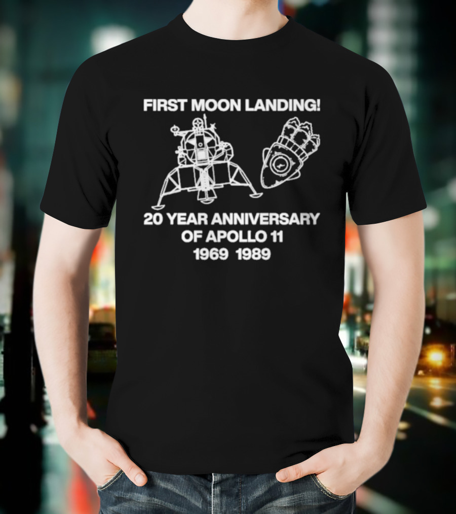 First Moon Landing 20 Year Anniversary Of Apollo 11 1969 1989 Lunar Module Design T-Shirt