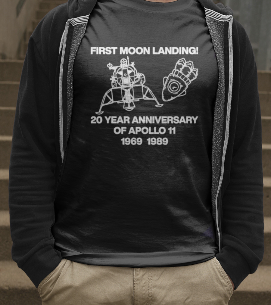First Moon Landing 20 Year Anniversary Of Apollo 11 1969 1989 Lunar Module Design T-Shirt
