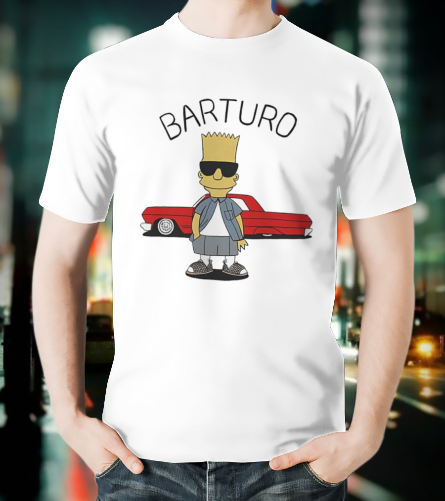 BARTURO Bart Simpson Red Car Iconic Character Parody T-Shirt
