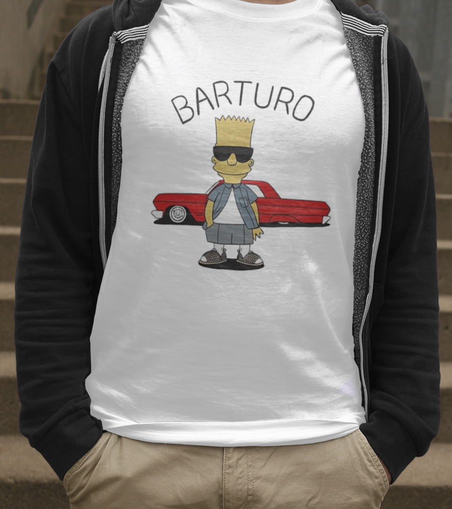 BARTURO Bart Simpson Red Car Iconic Character Parody T-Shirt