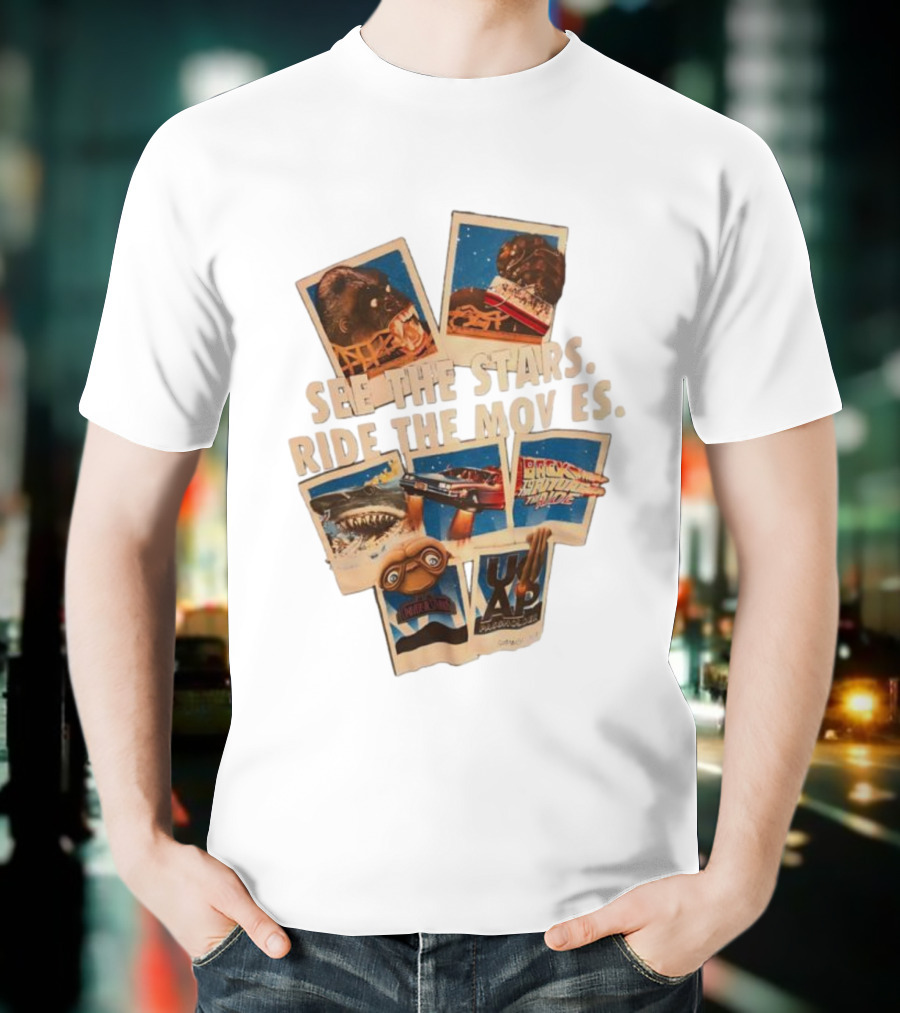 See The Stars Ride The Movies King Kong Jaws E.T. Back To The Future Raiders Of The Lost Ark T-Shirt