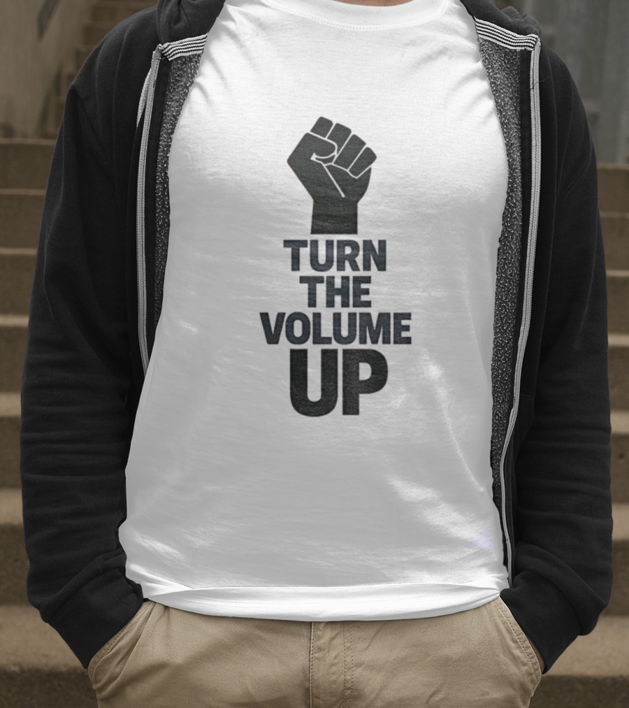 Turn The Volume Up Zohran Mamdani Four Words Baby Raised Fist Symbol T-Shirt