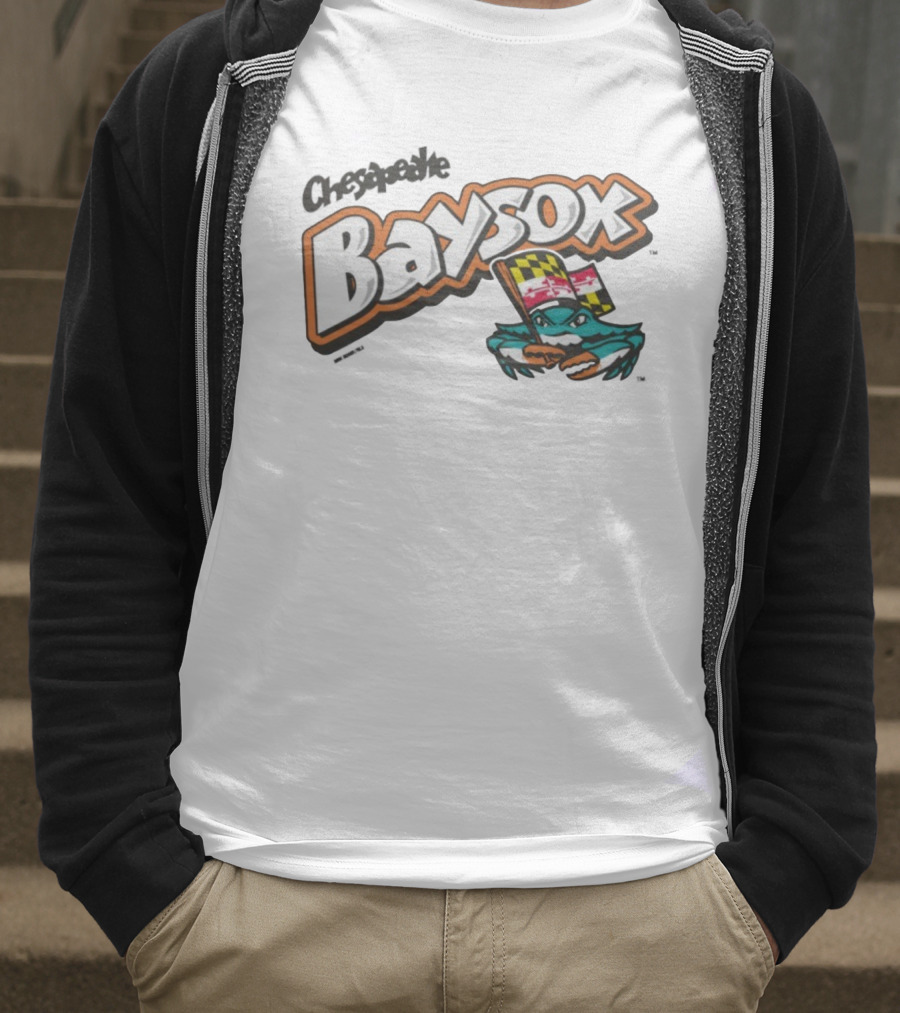 Chesapeake Baysox Toddler Barksdale Carolina Team Logo With Maryland Flag Crustacean T-Shirt