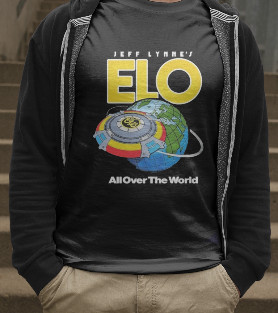 Jeff Lynne's ELO All Over The World Spaceship Globe T-Shirt