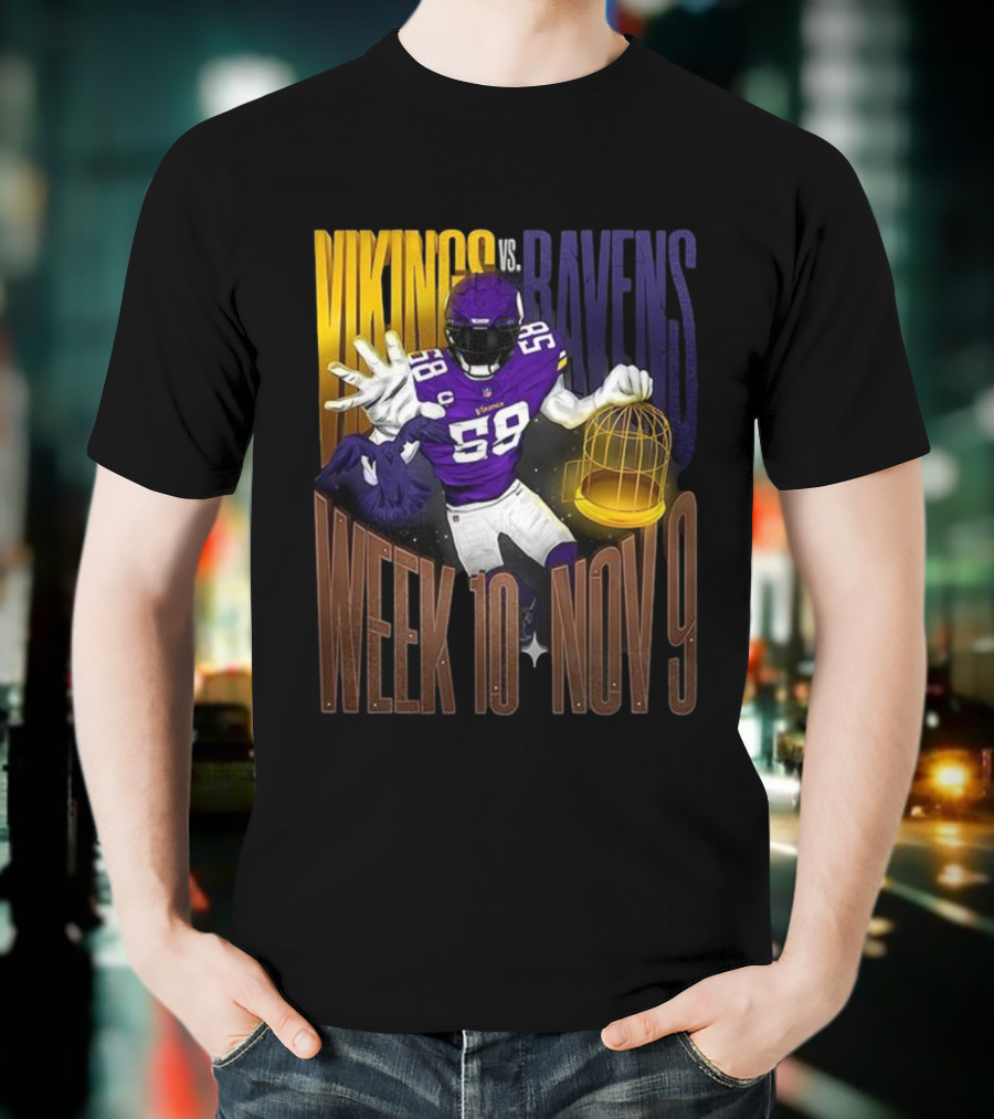 Vikings Vs Ravens Week 10 Nov 9 Football Matchup 58 T-Shirt