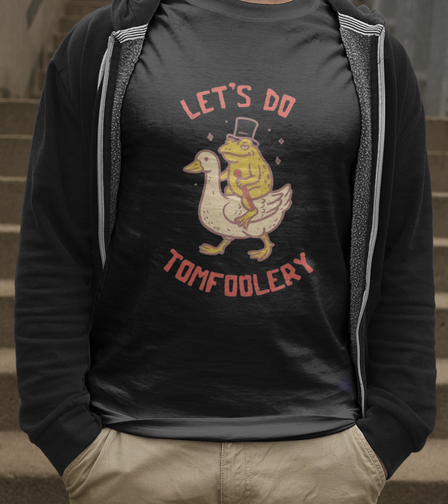Let's Do Tomfoolery Frog Riding Goose Top Hat Cane T-Shirt