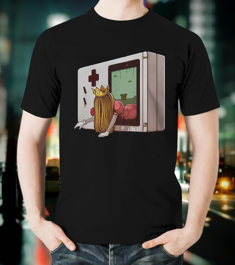 Princess Peach Exiting Classic Handheld Console Adventure T-Shirt
