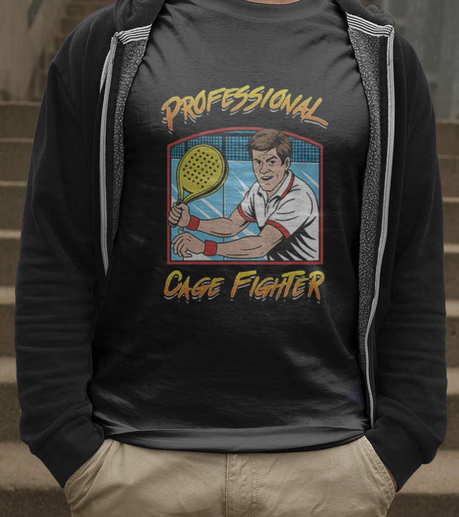 PROFESSIONAL CAGE FIGHTER PADEL Tennis Player Retro Style T-Shirt
