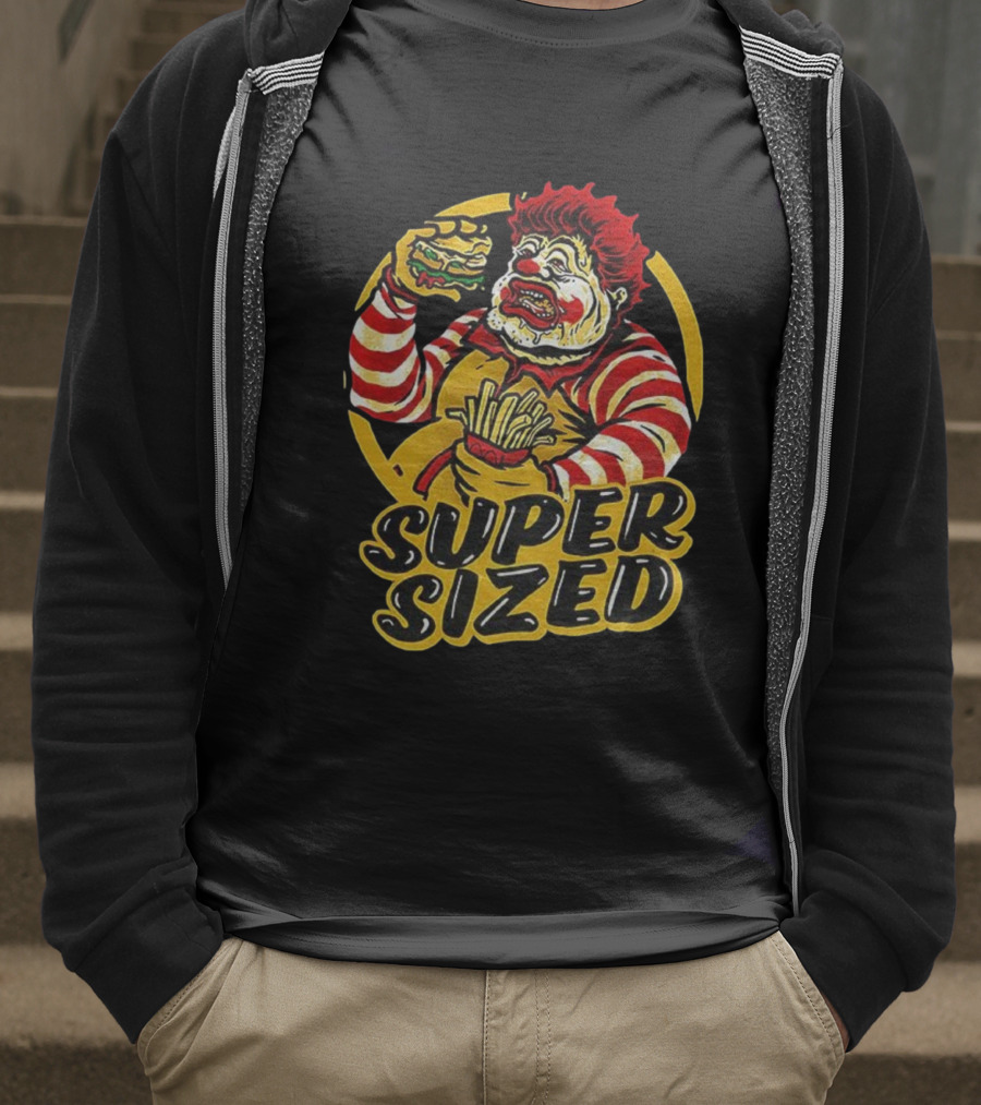 Super Sized Clown Eating Burger And Fries T-Shirt