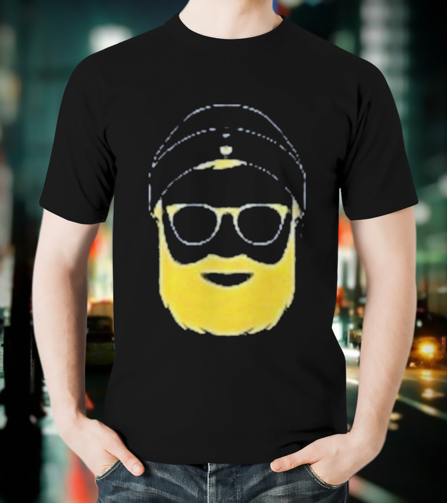 Letterman Beard Glasses Beanie Icon Sketch T-Shirt