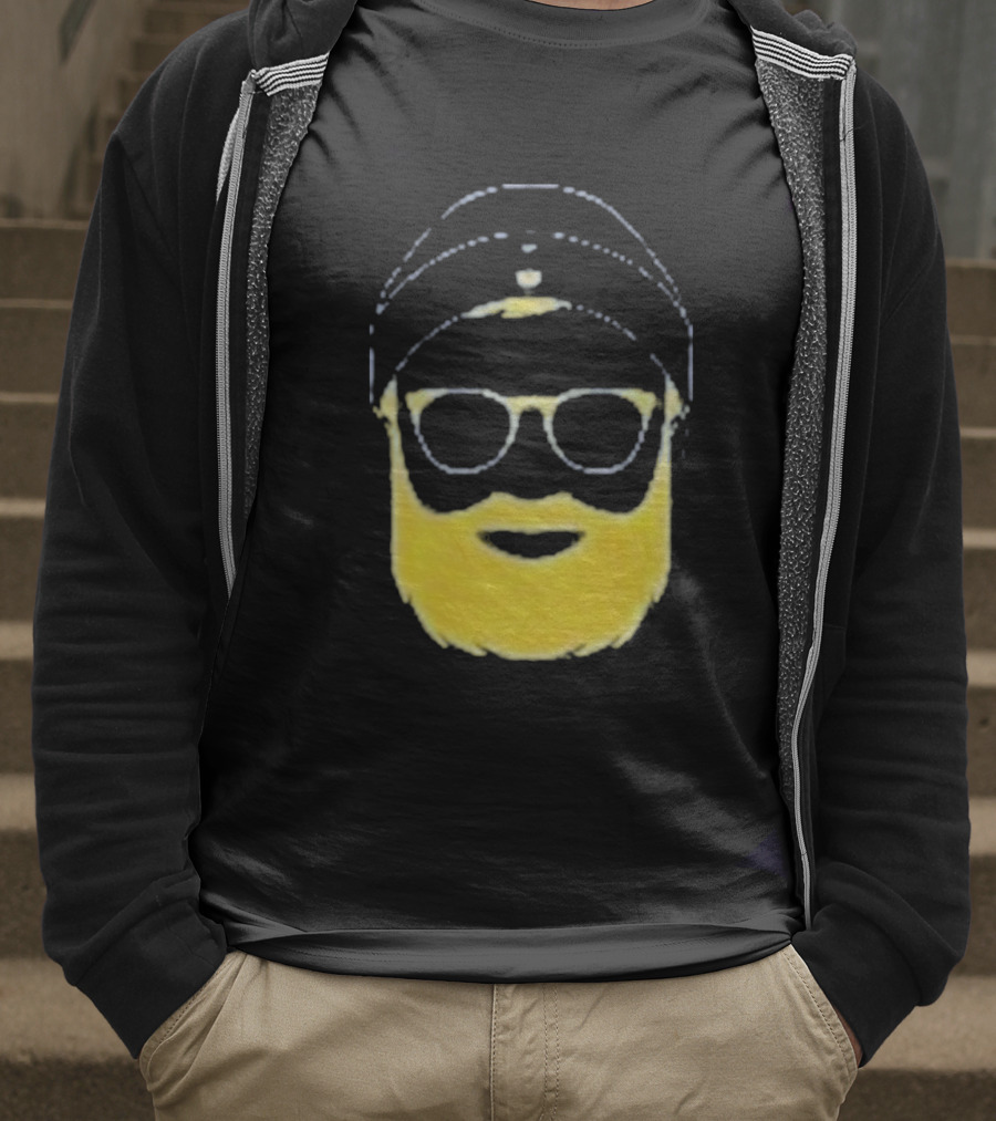 Letterman Beard Glasses Beanie Icon Sketch T-Shirt