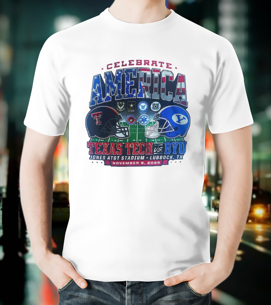 Celebrate America Texas Tech Vs BYU Jones AT&T Stadium Lubbock November 8 2025 T-Shirt