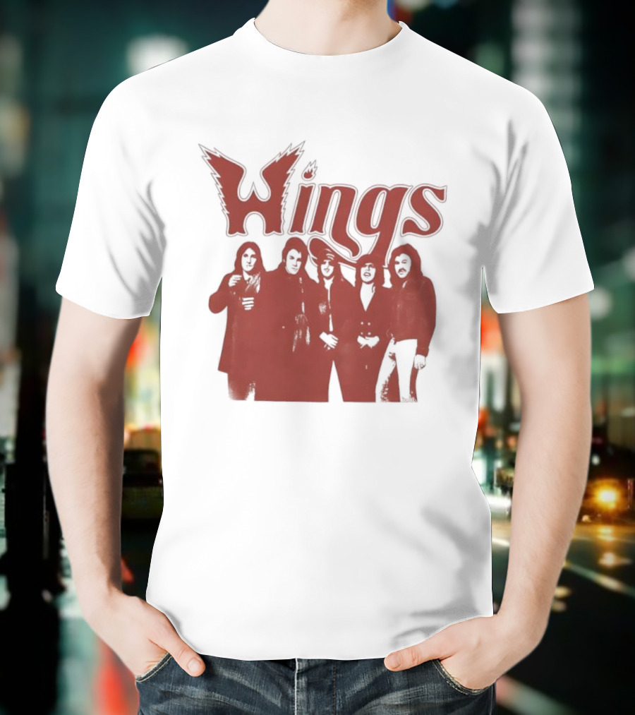 Wings Band Silhouette With Winged Font T-Shirt