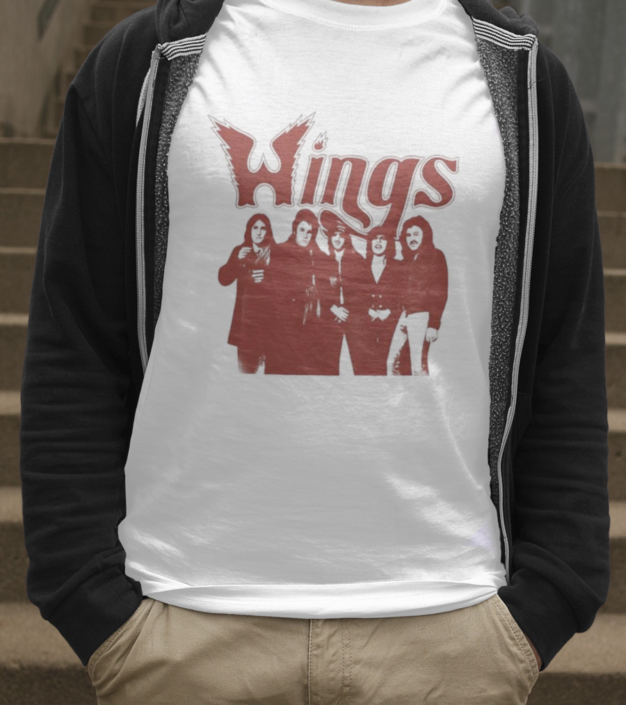 Wings Band Silhouette With Winged Font T-Shirt