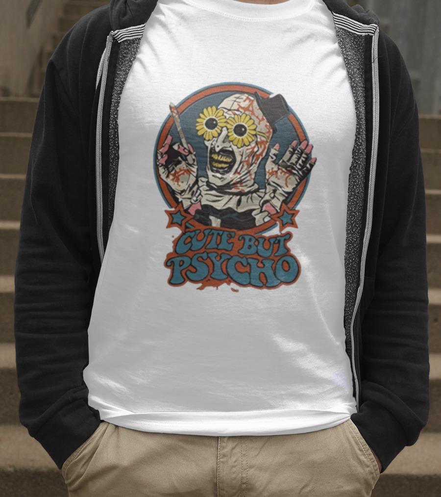 The Clown Cute But Psycho Creepy Knife Wielding Flower Eyed Jester T-Shirt