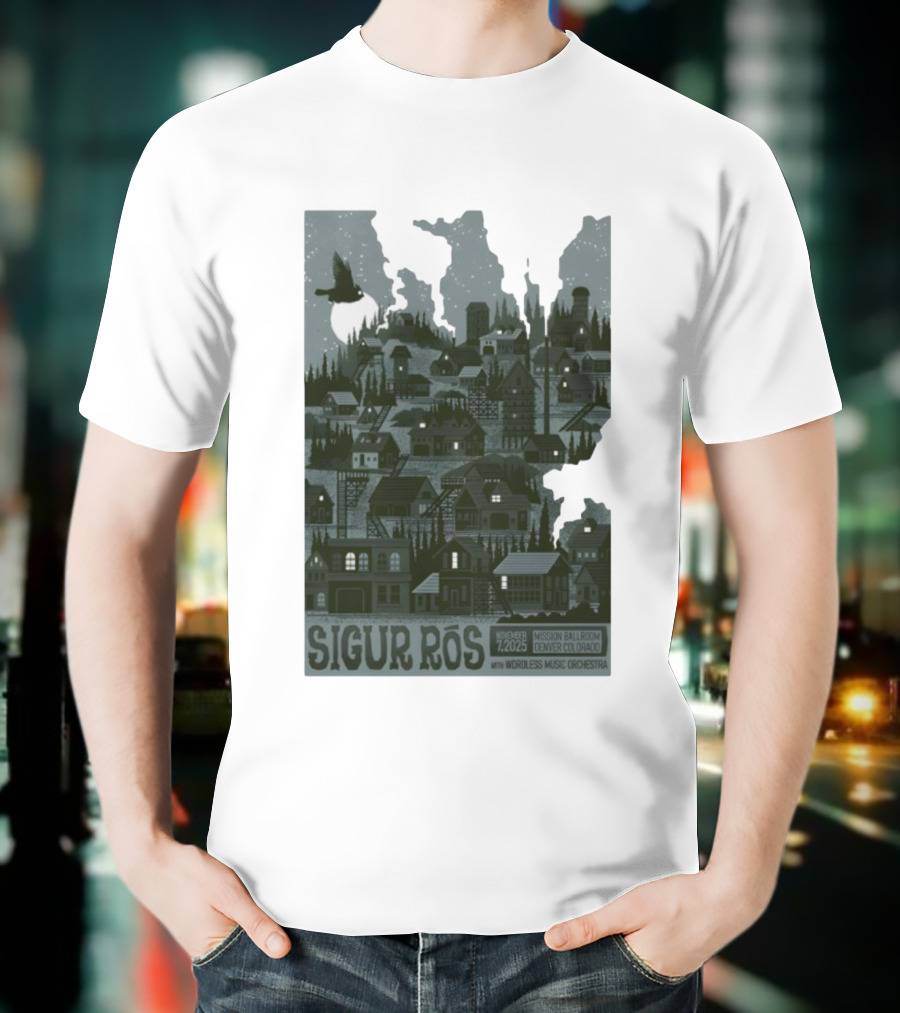 Sigur Rós November 7 2025 Mission Ballroom Denver Colorado With Wordless Music Orchestra T-Shirt