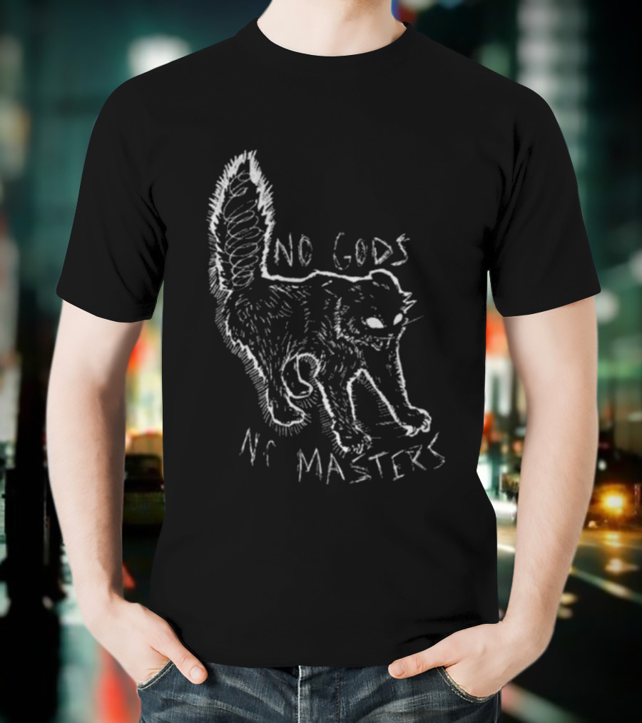 Feral Kitten Patch No Gods No Masters Anarchist Cat T-Shirt