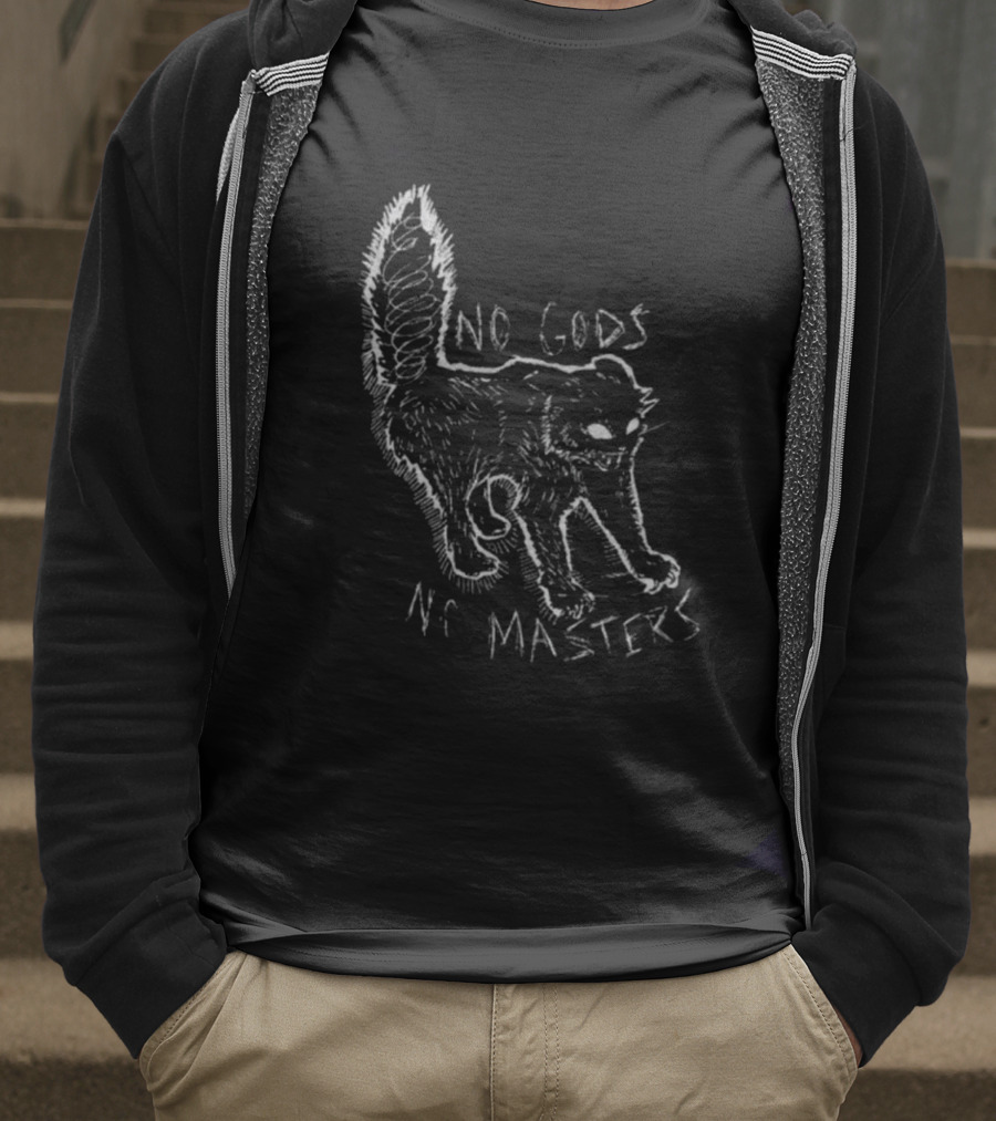 Feral Kitten Patch No Gods No Masters Anarchist Cat T-Shirt