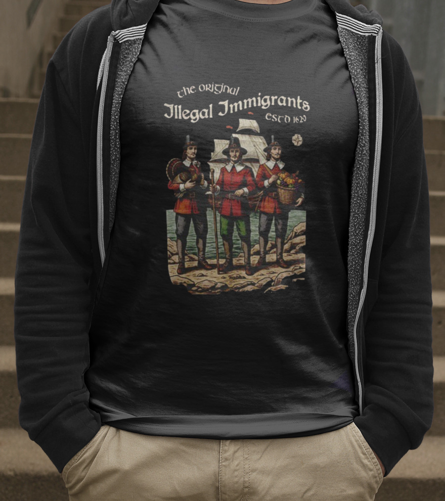 The Original Illegal Immigrants Est 1620 Thanksgiving Humor Vintage T-Shirt