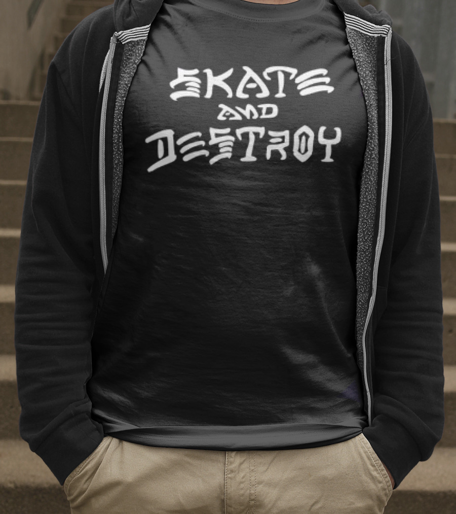 Skate And Destroy Iconic Phrase Urban Skateboarding Style T-Shirt
