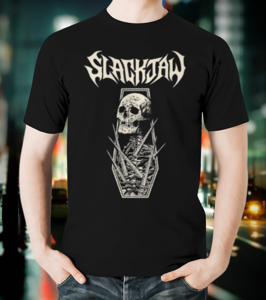 Slackjaw Skull And Coffin Design T-Shirt