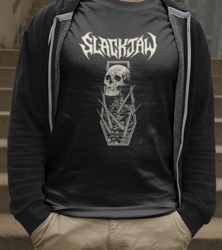Slackjaw Skull And Coffin Design T-Shirt