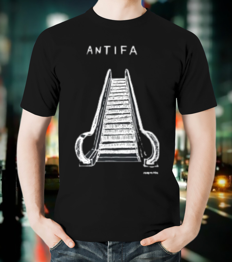 ANTIFA Escalator Stairs With Symbolic Message T-Shirt