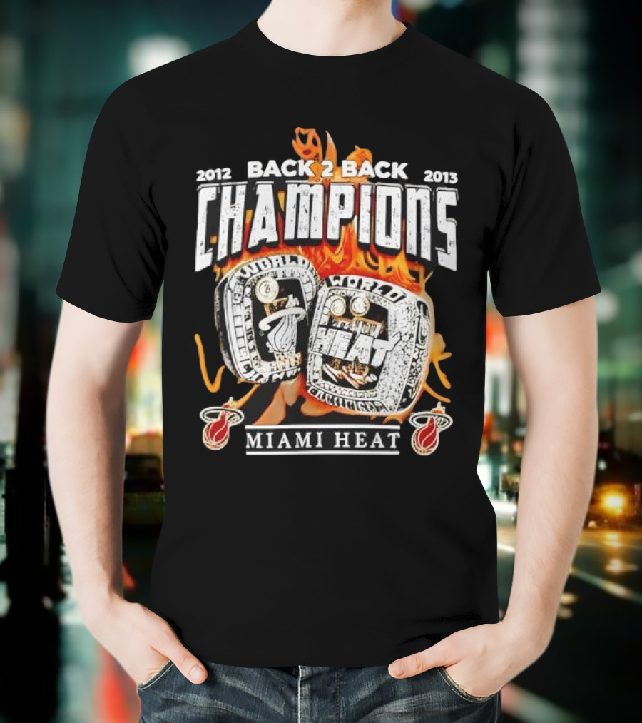 2012 2013 Back 2 Back Champions Miami Heat Rings T-Shirt