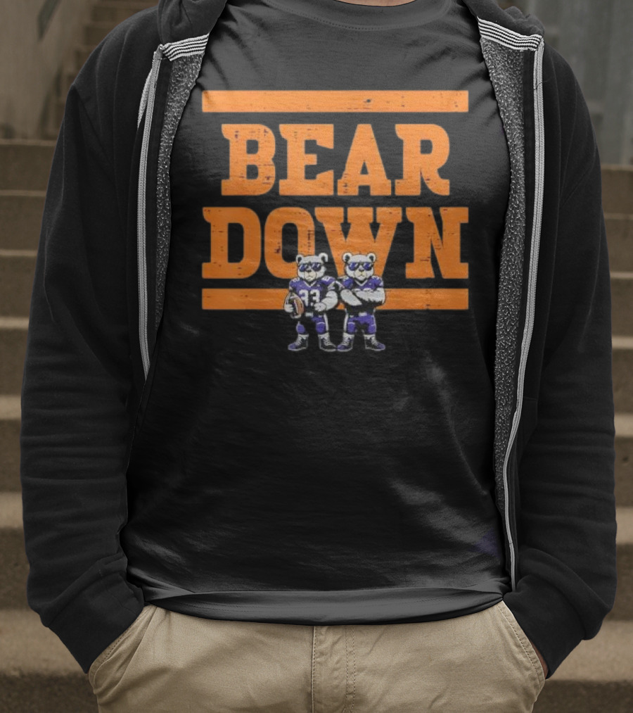 Bear Down Bears Football Blue And Orange Team Spirit T-Shirt