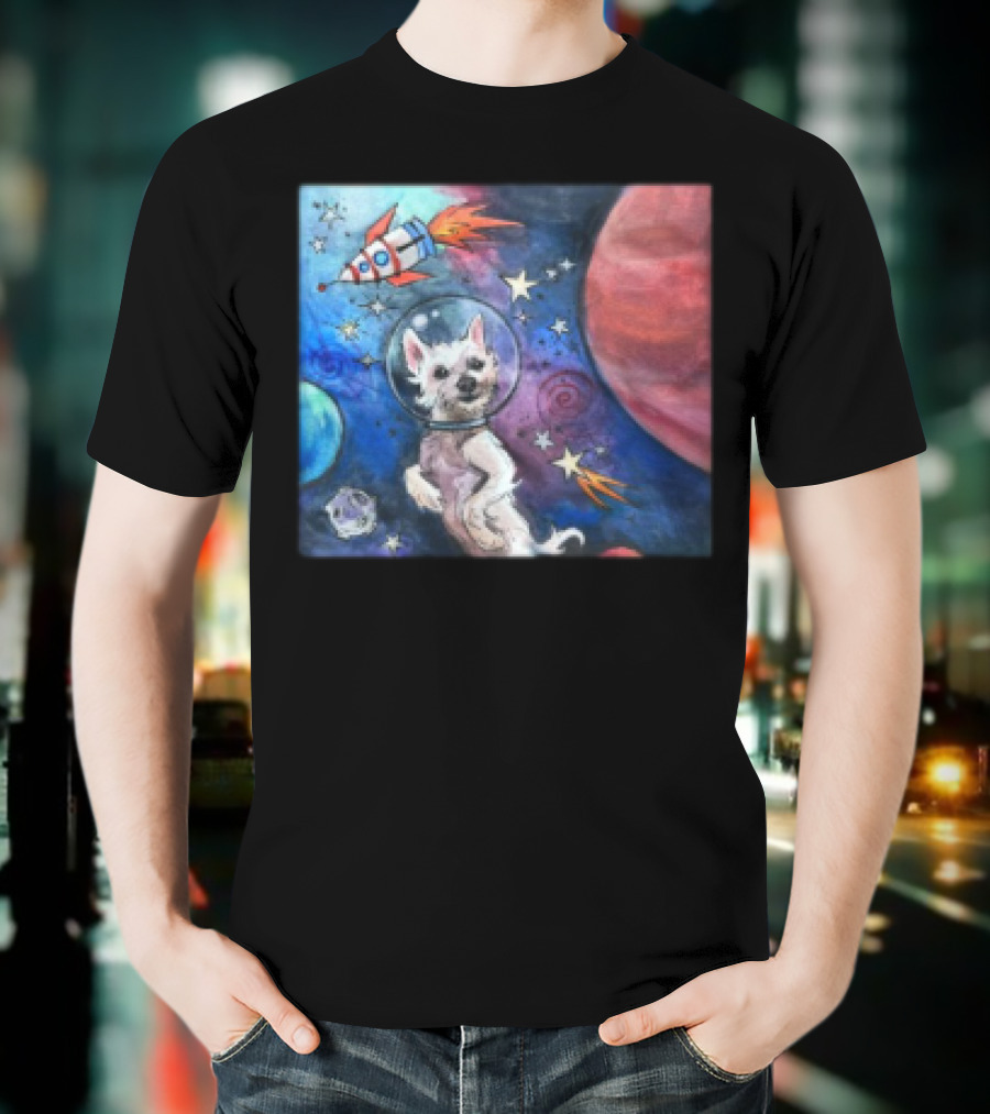 Bradford In Space Dog Astronaut Adventure With Rocket And Planets T-Shirt