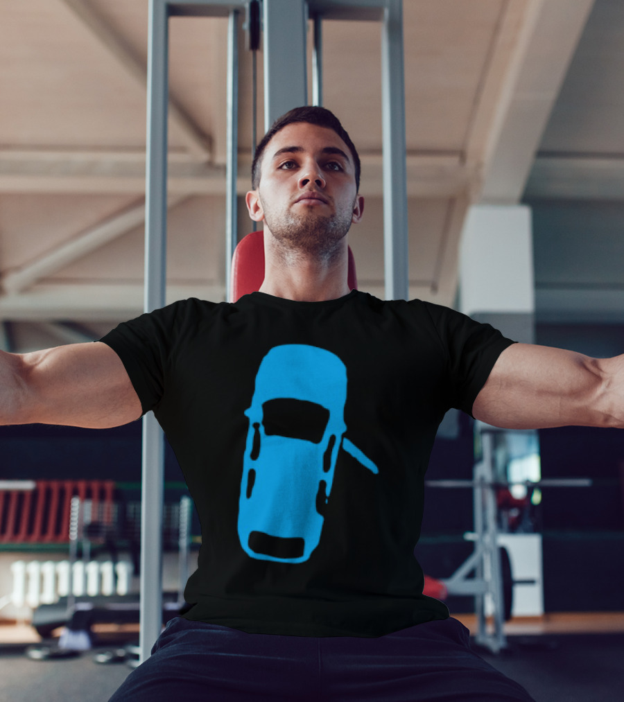 Door Ajar Blue Car Overhead Angle Vintage Style T-Shirt