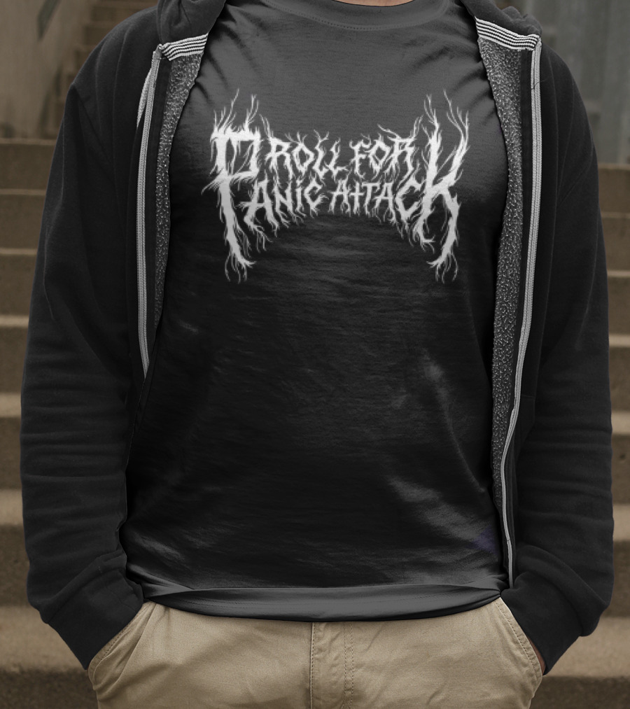 Dropout Panic Attack White Text On Black Background T-Shirt