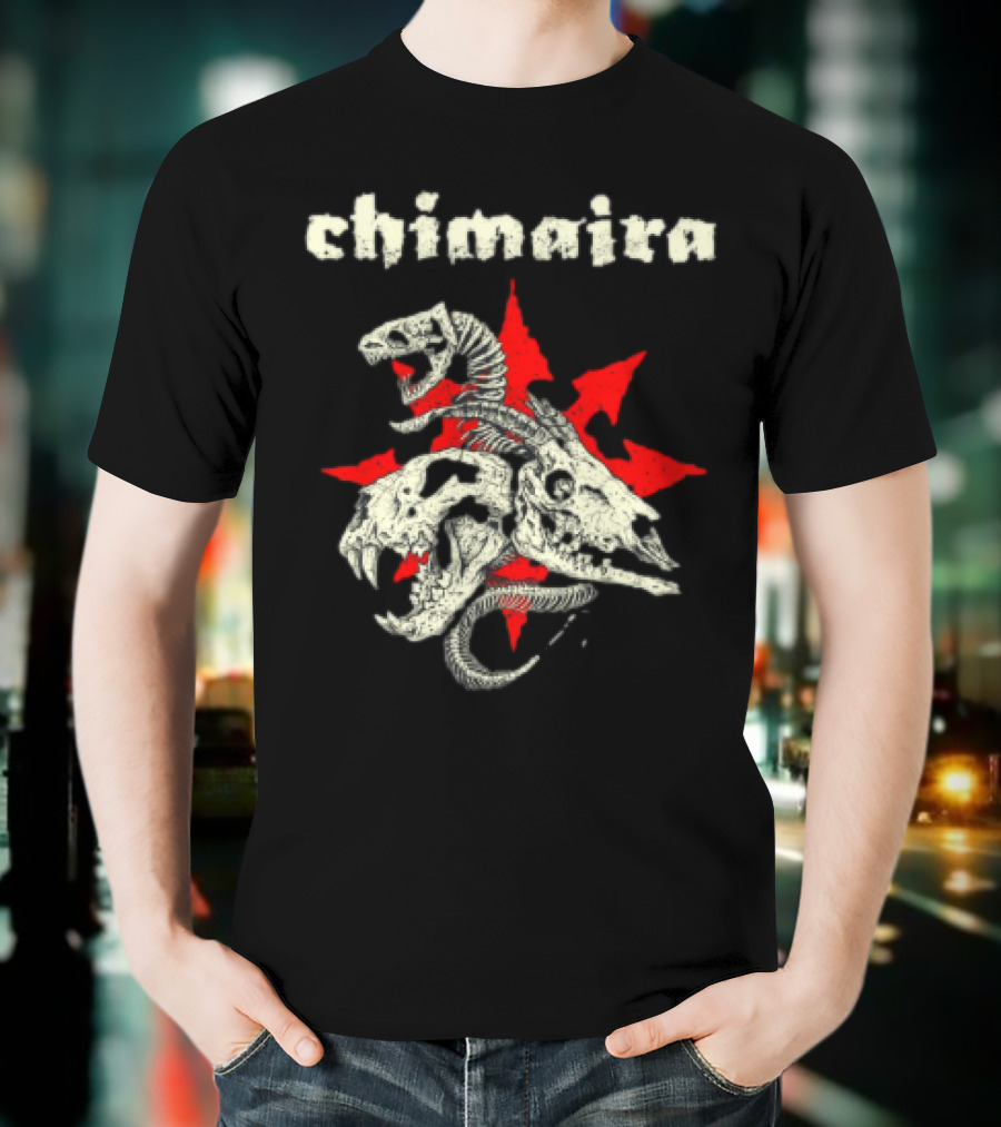 Chimaira Skull Chimairaband Red Star Three-Headed Creature T-Shirt