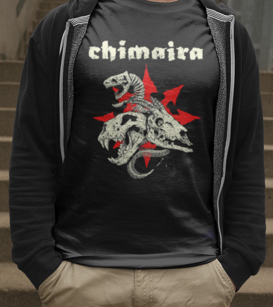 Chimaira Skull Chimairaband Red Star Three-Headed Creature T-Shirt