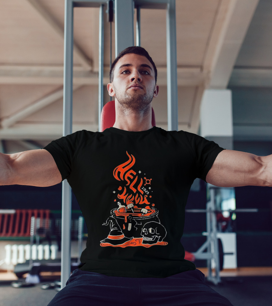 Hell Week 2025 Halloween Witch Skull Cauldron Potion T-Shirt