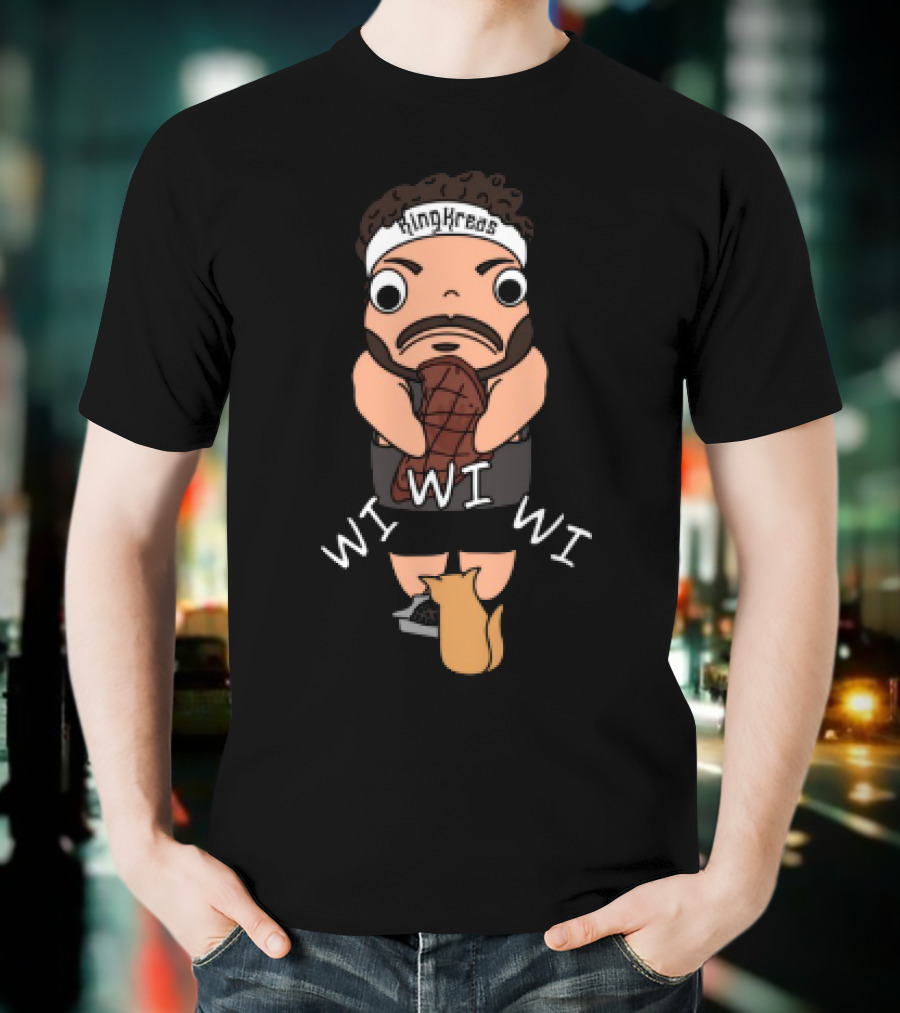 Gabrielaeros King Kreas Wi Wi Wi Funny Character With Cat T-Shirt
