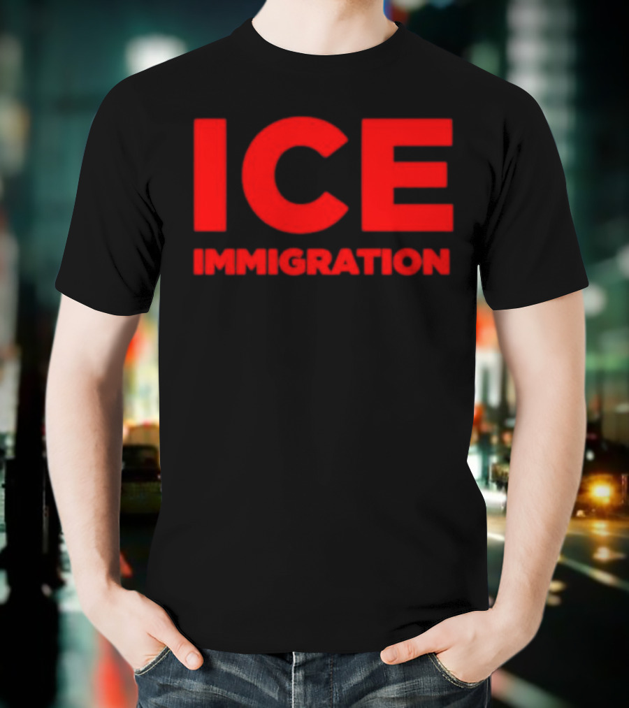ICE Immigration Bold Red Block Lettering T-Shirt