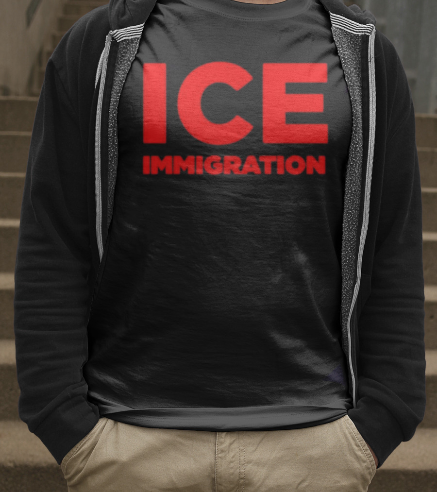 ICE Immigration Bold Red Block Lettering T-Shirt