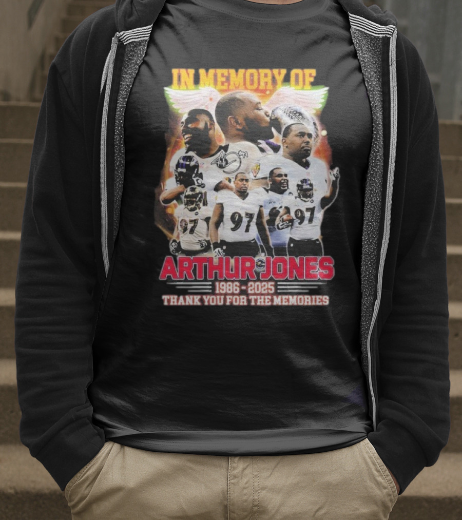 In Memory Of Arthur Jones 1986-2025 Baltimore Ravens Thank You For The Memories Wings Signature T-Shirt
