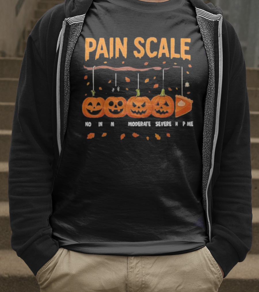 Pain Scale No Mild Moderate Severe Pie Pumpkin Halloween T-Shirt